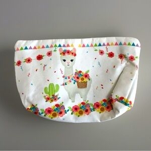 Llama Floral Makeup Cosmetic Accessory Bag Pouch Colorful Zipper 9x6
